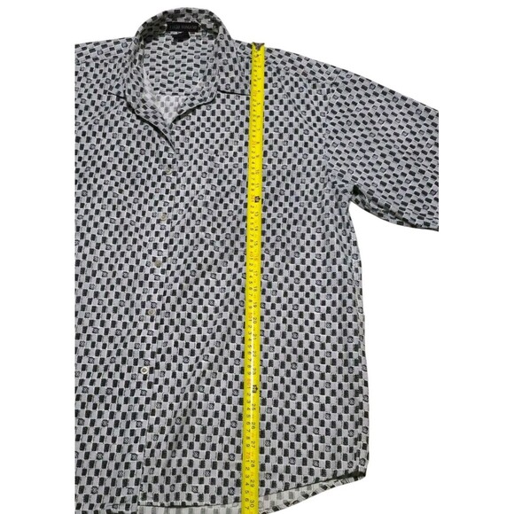 Lucio Romano Short Sleeve Checker Button Down Mens Shirt Size Large Cotton Blend - Picture 4 of 8